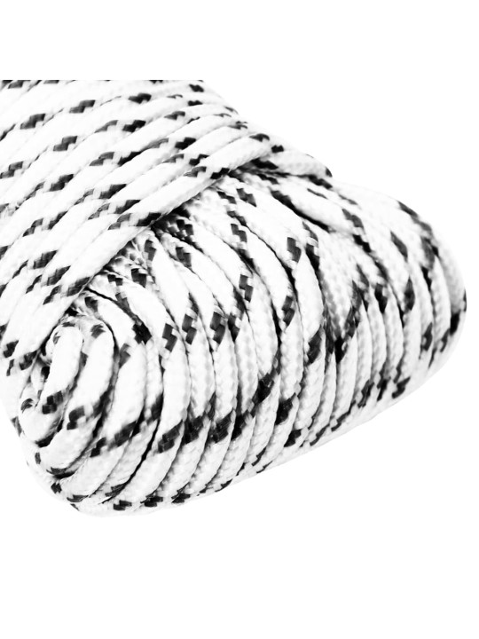 Pīta laivu virve, balta, 3 mm, 25 m, poliesters