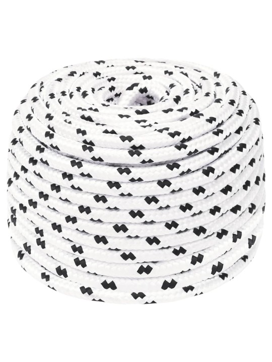 Pīta laivu virve, balta, 6 mm, 25 m, poliesters
