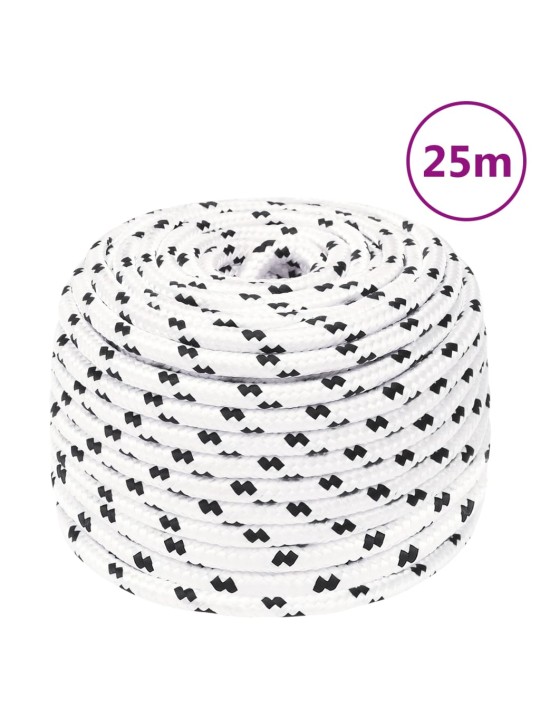 Pīta laivu virve, balta, 6 mm, 25 m, poliesters