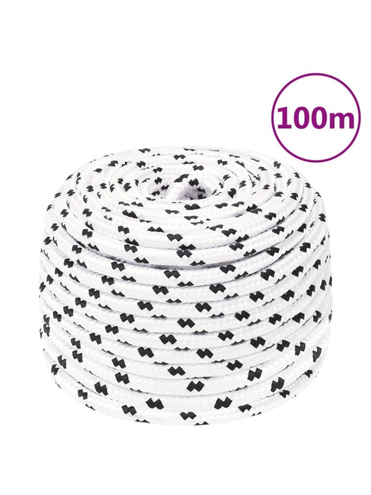 Pīta laivu virve, poliesters, 6 mm, 100 m, balta, poliesters