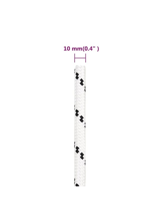 Pīta laivu virve, balta, 10 mm, 25 m, poliesters