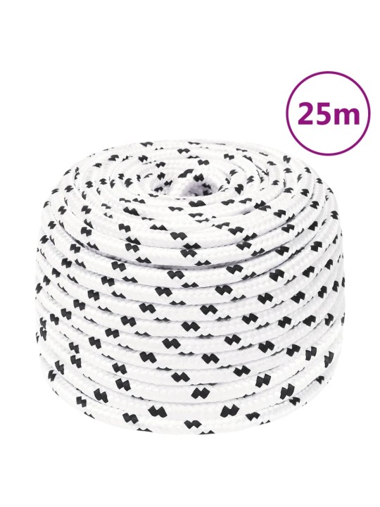 Pīta laivu virve, balta, 10 mm, 25 m, poliesters