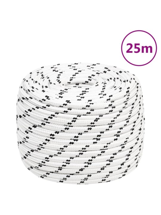 Pīta laivu virve, balta, 12 mm, 25 m, poliesters