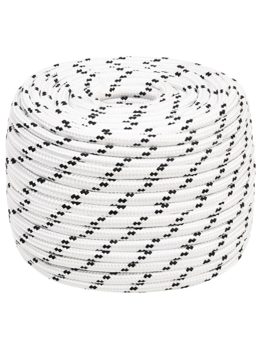 Pīta laivu virve, poliesters, 12 mm, 100 m, balta, poliesters