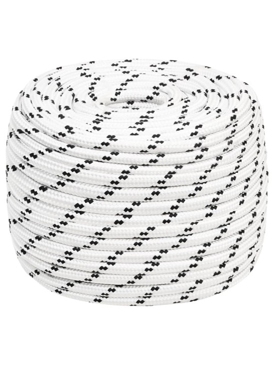 Pīta laivu virve, balta, 14 mm, 25 m, poliesters