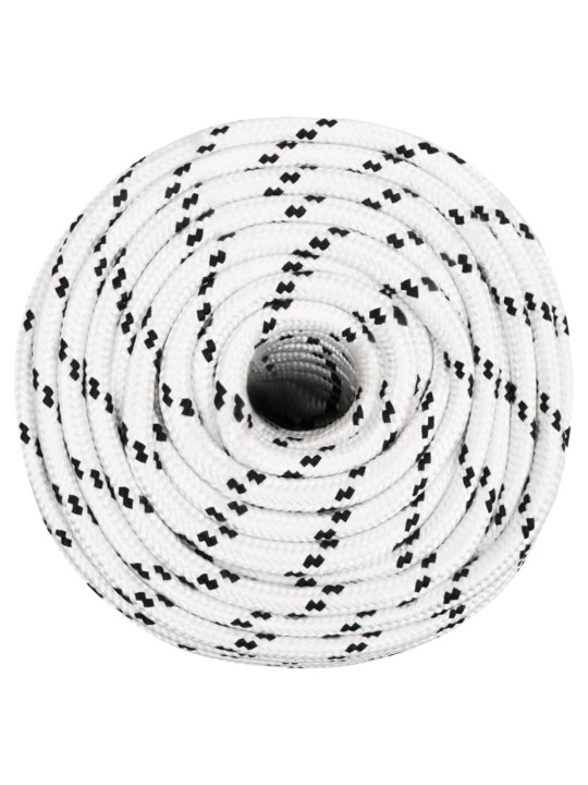 Pīta laivu virve, balta, 14 mm, 25 m, poliesters