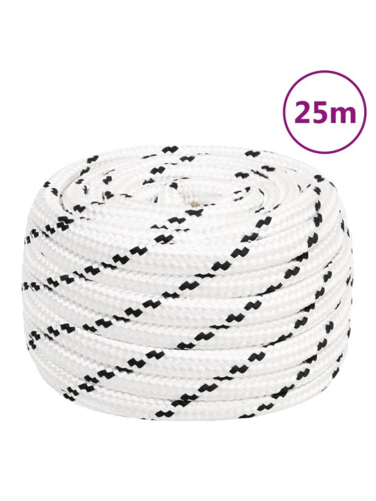 Pīta laivu virve, balta, 16 mm, 25 m, poliesters