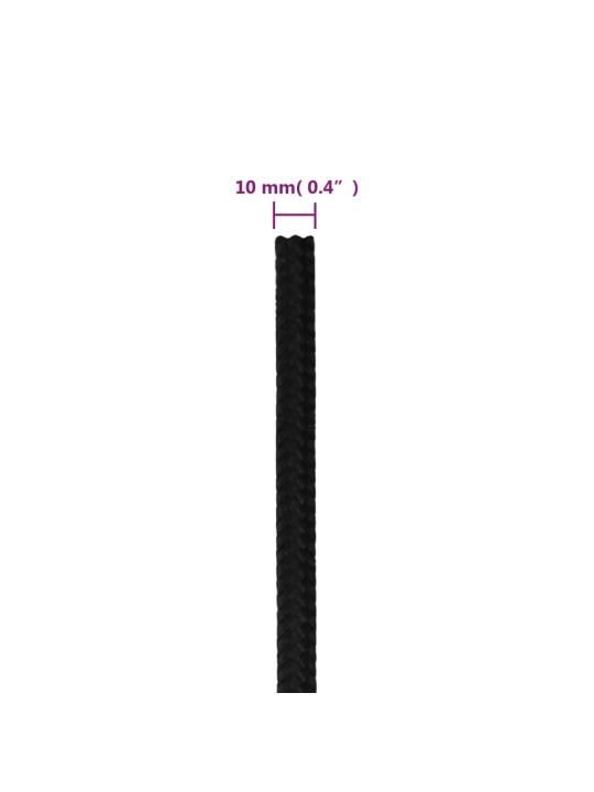 Darba virve, melna, 10 mm, 25 m, poliesters