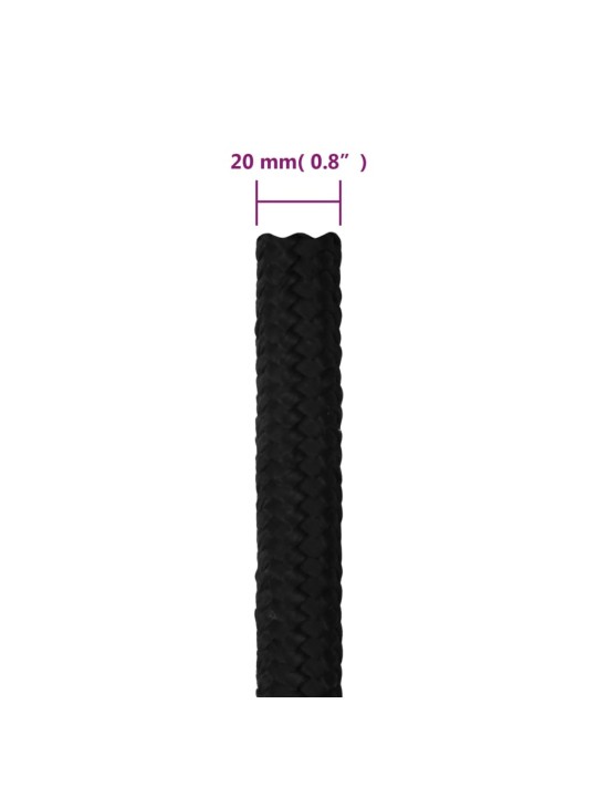 Darba virve, melna, 20 mm, 25 m, poliesters