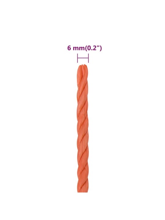 Darba virve, oranža, 6 mm, 250 m, polipropilēns
