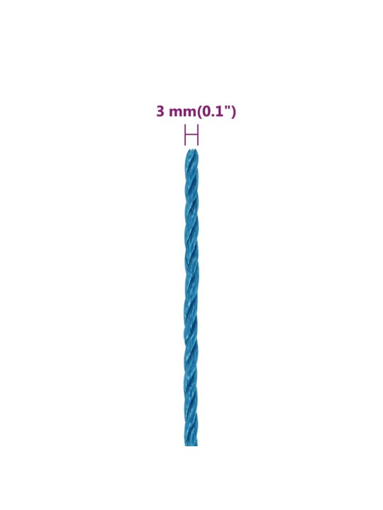 Darba virve, zila, 3 mm, 250 m, polipropilēns