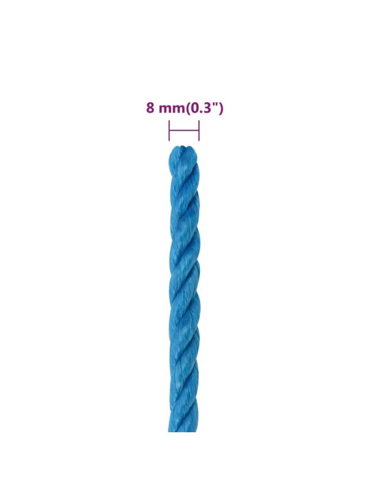 Darba virve, zila, 8 mm, 50 m, polipropilēns