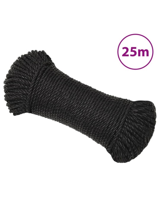 Darba virve, melna, 3 mm, 25 m, polipropilēns