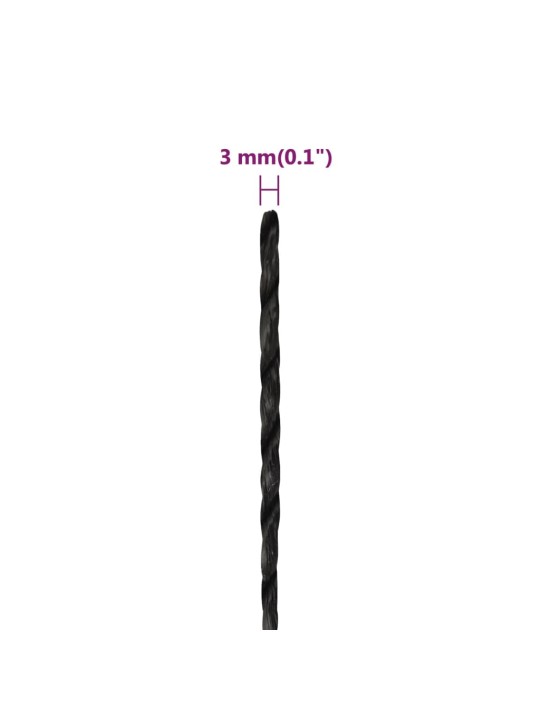 Darba virve, melna, 3 mm, 100 m, polipropilēns