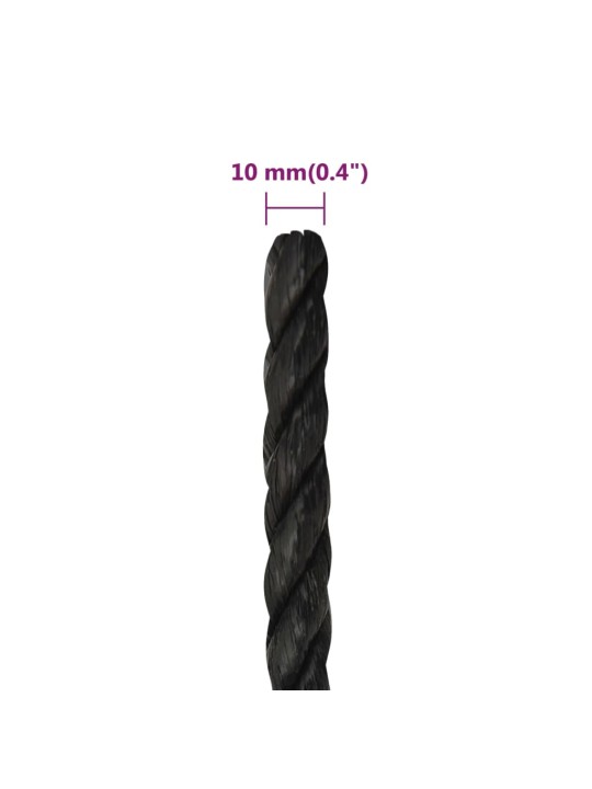 Darba virve, melna, 10 mm, 100 m, polipropilēns