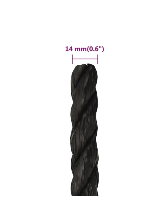 Darba virve, melna, 14 mm, 250 m, polipropilēns