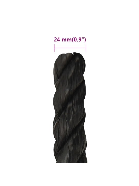 Darba virve, melna, 24 mm, 50 m, polipropilēns