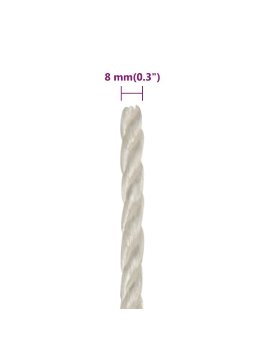 Darba virve, balta, 8 mm, 500 m, polipropilēns