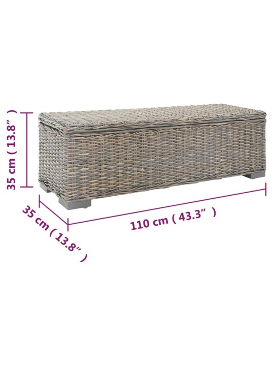 Uzglabāšanas kaste, 110cm, pelēka, kubu rotangpalma, mahagonijs koks