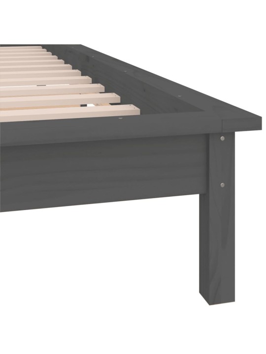 Gultas rāmis ar LED, pelēks, 100x200 cm, masīvkoks