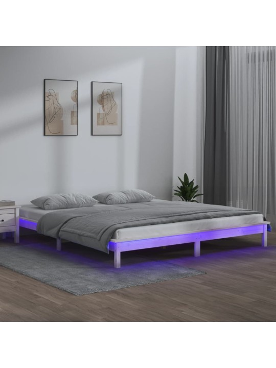 Gultas rāmis, led, balts, 160x200 cm, masīvkoks