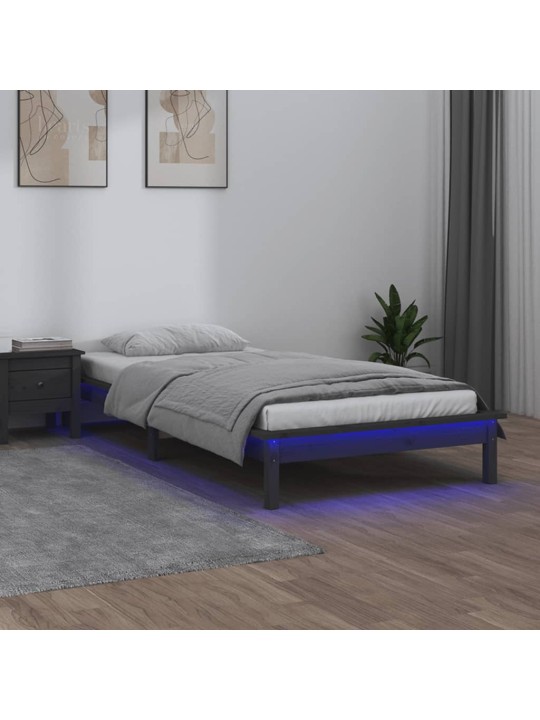 Gultas rāmis, led, pelēks, 75x190 cm, vienvietīgs, masīvkoks