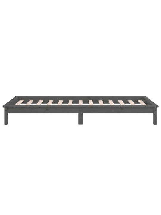 Gultas rāmis ar LED, pelēks, 90x190 cm, masīvkoks