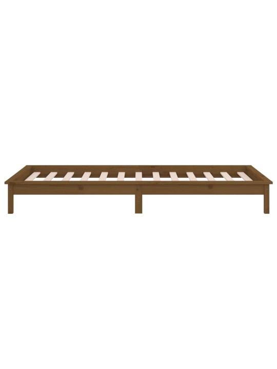 Gultas rāmis ar LED, medus brūns, 90x190 cm, masīvkoks