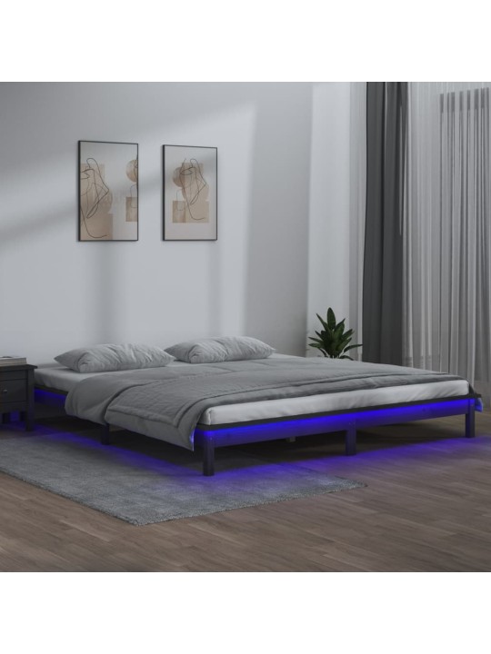 Gultas rāmis, led, pelēks, 120x190 cm, divvietīgs, masīvkoks
