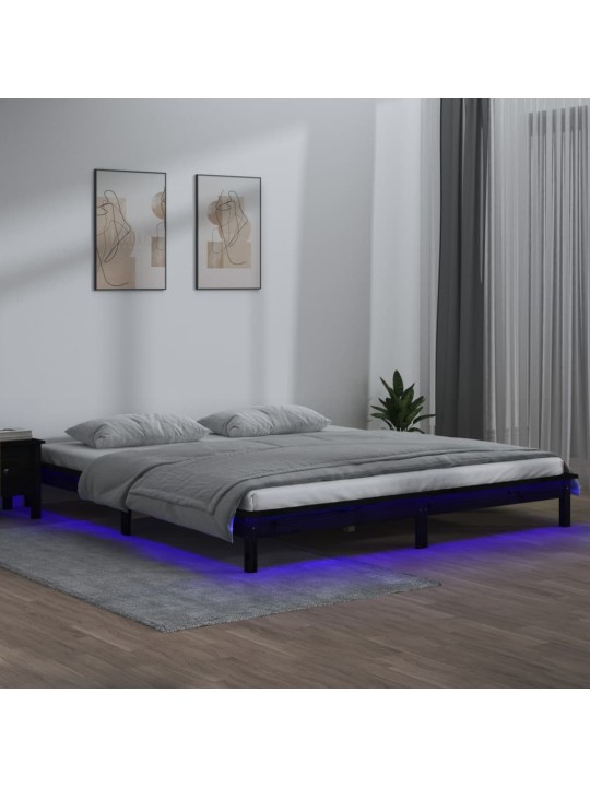 Gultas rāmis, led, melns, 120x190 cm, divvietīgs, masīvkoks