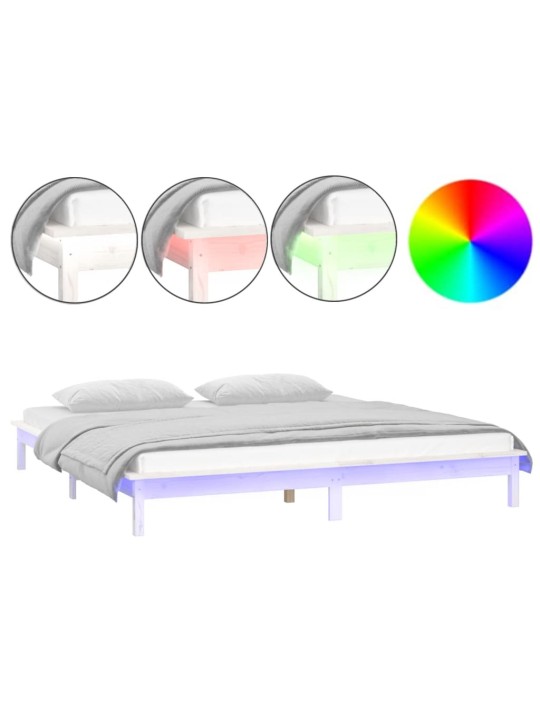 Gultas rāmis, led, balts, 135x190, divvietīgs, masīvkoks