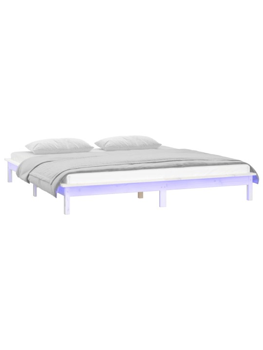 Gultas rāmis, led, balts, 135x190, divvietīgs, masīvkoks