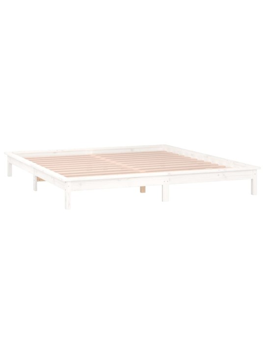 Gultas rāmis, led, balts, 135x190, divvietīgs, masīvkoks