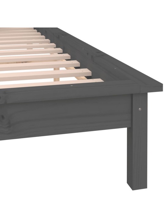 Gultas rāmis ar LED, pelēks, 135x190 cm, divvietīgs, masīvkoks