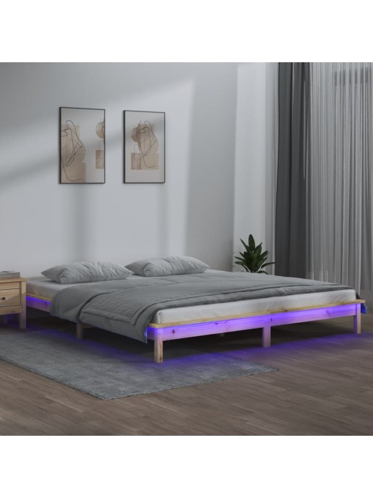 Gultas rāmis, led, 140x190 cm, masīvkoks