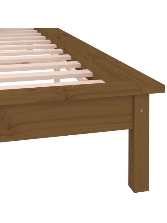 Gultas rāmis ar LED, medus brūns, 140x190 cm, priedes masīvkoks