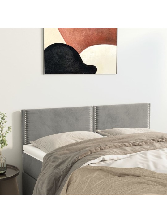 Gultas galvgaļi, 2 gab., 72x5x78/88 cm, gaiši pelēks samts
