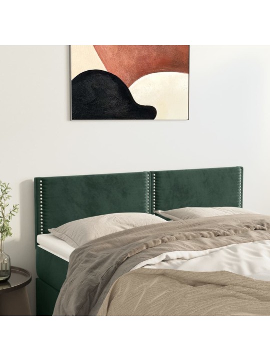 Gultas galvgaļi, 2 gab., 72x5x78/88 cm, tumši zaļš samts