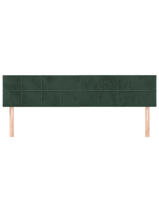 Gultas galvgaļi, 2 gab., 100x5x78/88 cm, tumši zaļš samts