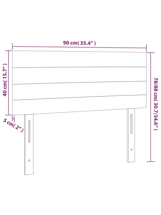 Gultas galvgalis, 90x5x78/88 cm, zils audums