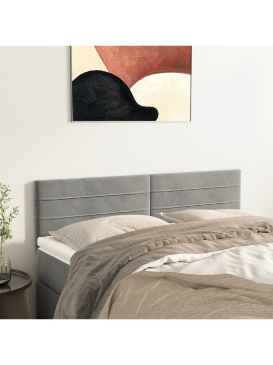 Gultas galvgaļi, 2 gab., 72x5x78/88 cm, gaiši pelēks samts