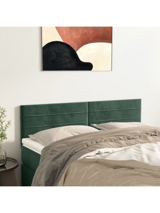 Gultas galvgaļi, 2 gab., 72x5x78/88 cm, tumši zaļš samts
