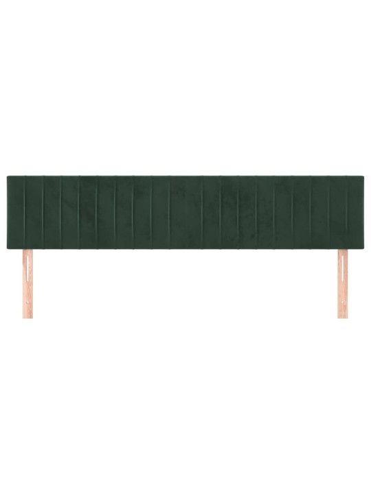 Gultas galvgaļi, 2 gab., 100x5x78/88 cm, tumši zaļš samts