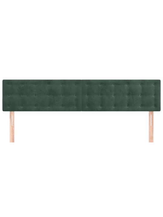 Gultas galvgaļi, 2 gab., 100x5x78/88 cm, tumši zaļš samts