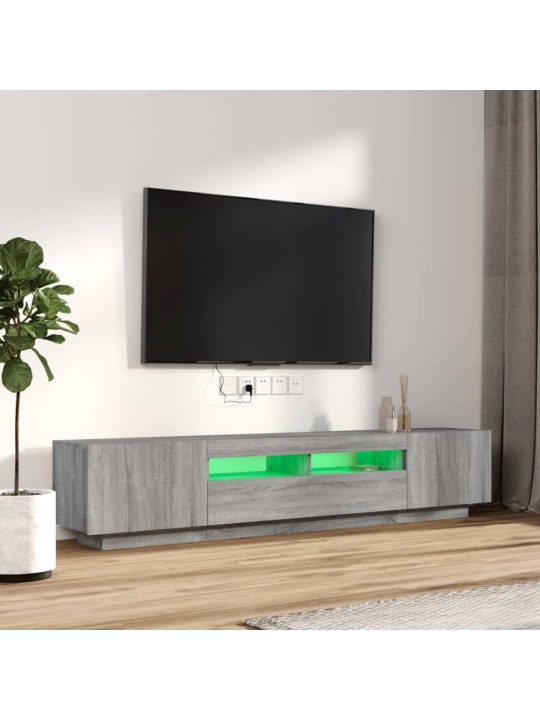 2-daļīgs tv skapīšu komplekts, led, pelēks, inženierijas koks