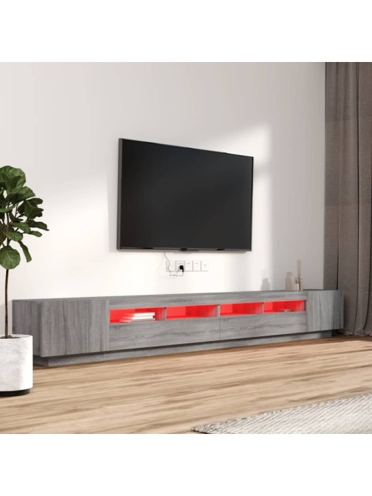 3-daļīgs tv skapīšu komplekts, led, pelēks, inženierijas koks