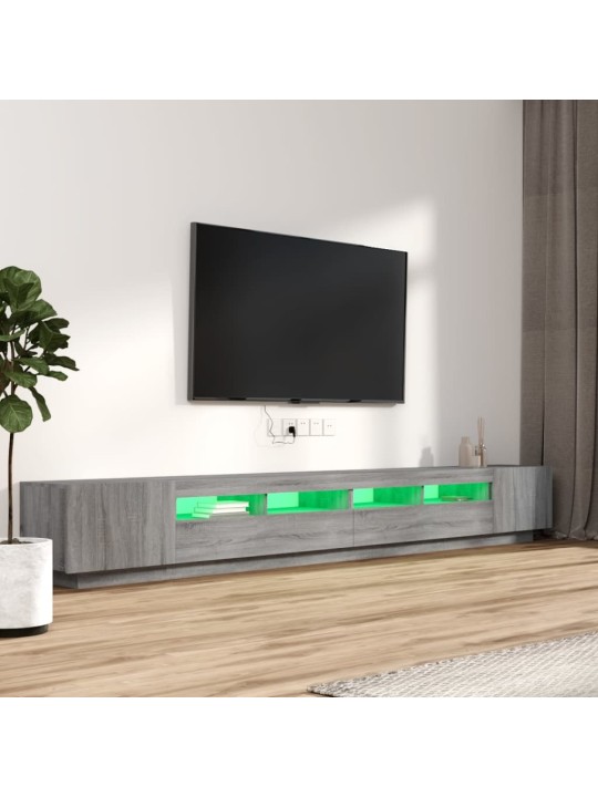 3-daļīgs tv skapīšu komplekts, led, pelēks, inženierijas koks
