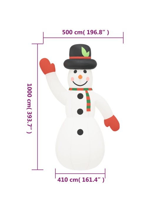 Piepūšams sniegavīrs ar led, 1000 cm