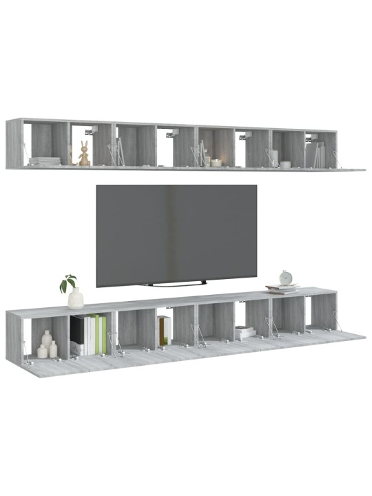 Tv skapīši, 8 gb., pelēka ozola, 60x30x30 cm, inženierijas koks