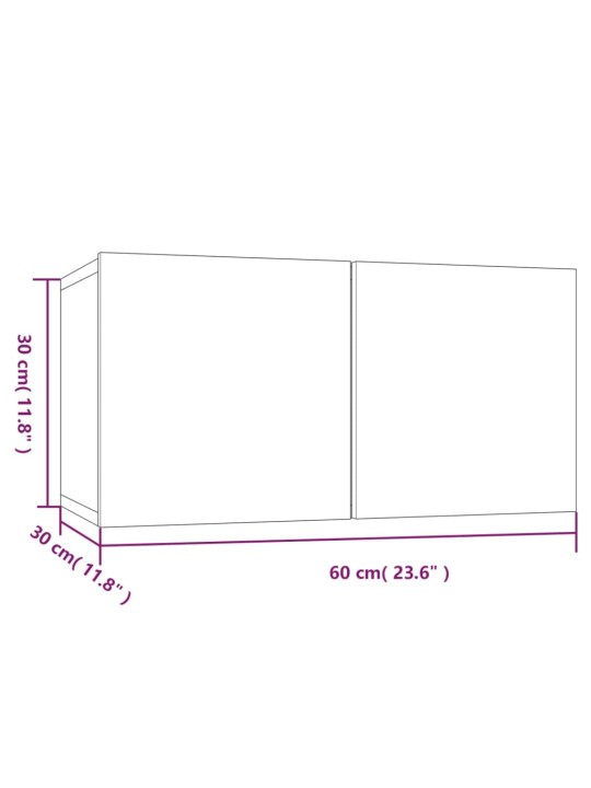 Tv skapīši, 8 gb., pelēka ozola, 60x30x30 cm, inženierijas koks